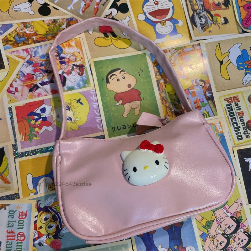 Kawaii Hello Kitty Streetwear Bag Y2k Aesthetic Trendy Luxury Women Cartoon Shoulder  Bag 2023 New Casual Tote Female Handbag For Ladies Jk Lolita Sweet Teenager  Girl Birthday Xmas Gift - Temu