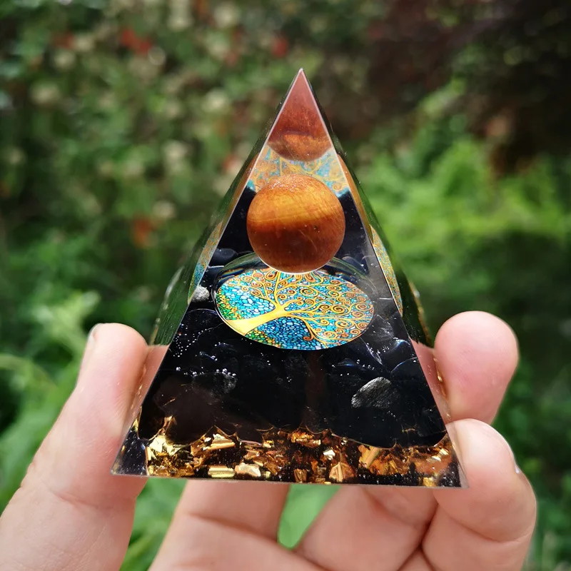 Energy Pyramid Orgonite Reiki Amethyst Ball Healing Crystals Chakra Tool Ornaments Resin Stones Craft Kids Gift natural crystal stone