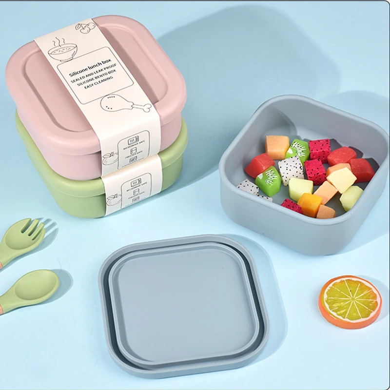 New Sealed Silicone Lunch Box Outdoor Microwave Oven Summer Silicone Food Storage&Keeping Fresh Children'S Snack Portable Bento