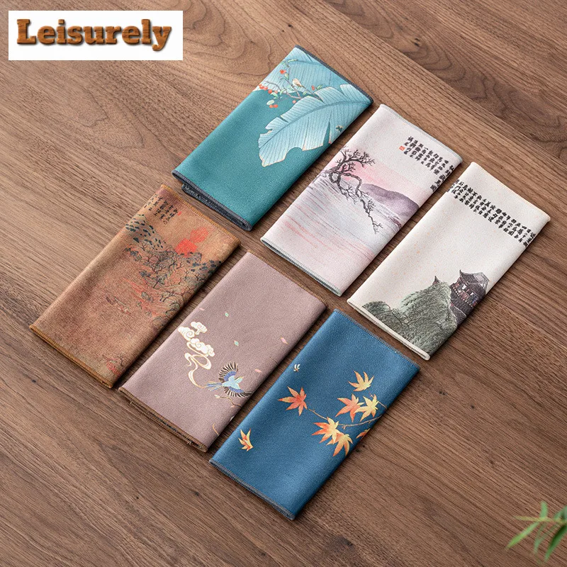 Painted Tea Towel Absorbent Rag Thickened Table Cleaning Tea Cloth Cotton Household Kitchen Cleaning Cloth Dish Cleaning Towels