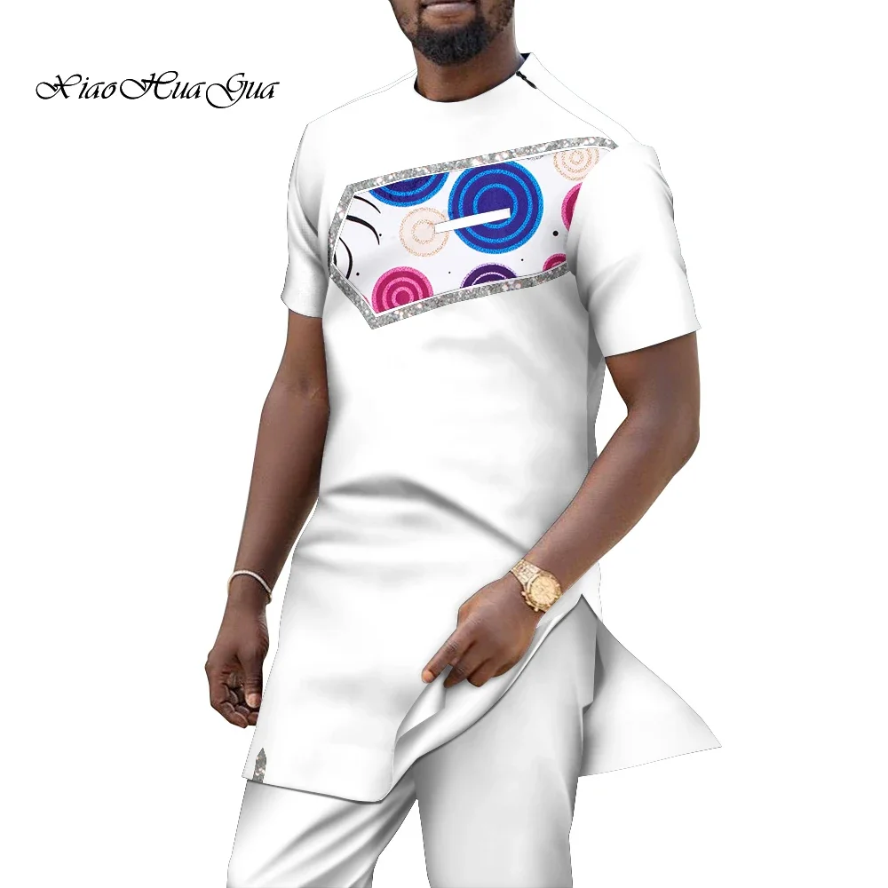 

Комплект одежды для мужчин в африканском стиле, рубашка и брюки, рубашка с длинным рукавом, брюки, Дашики, WYN1872, 2 шт.