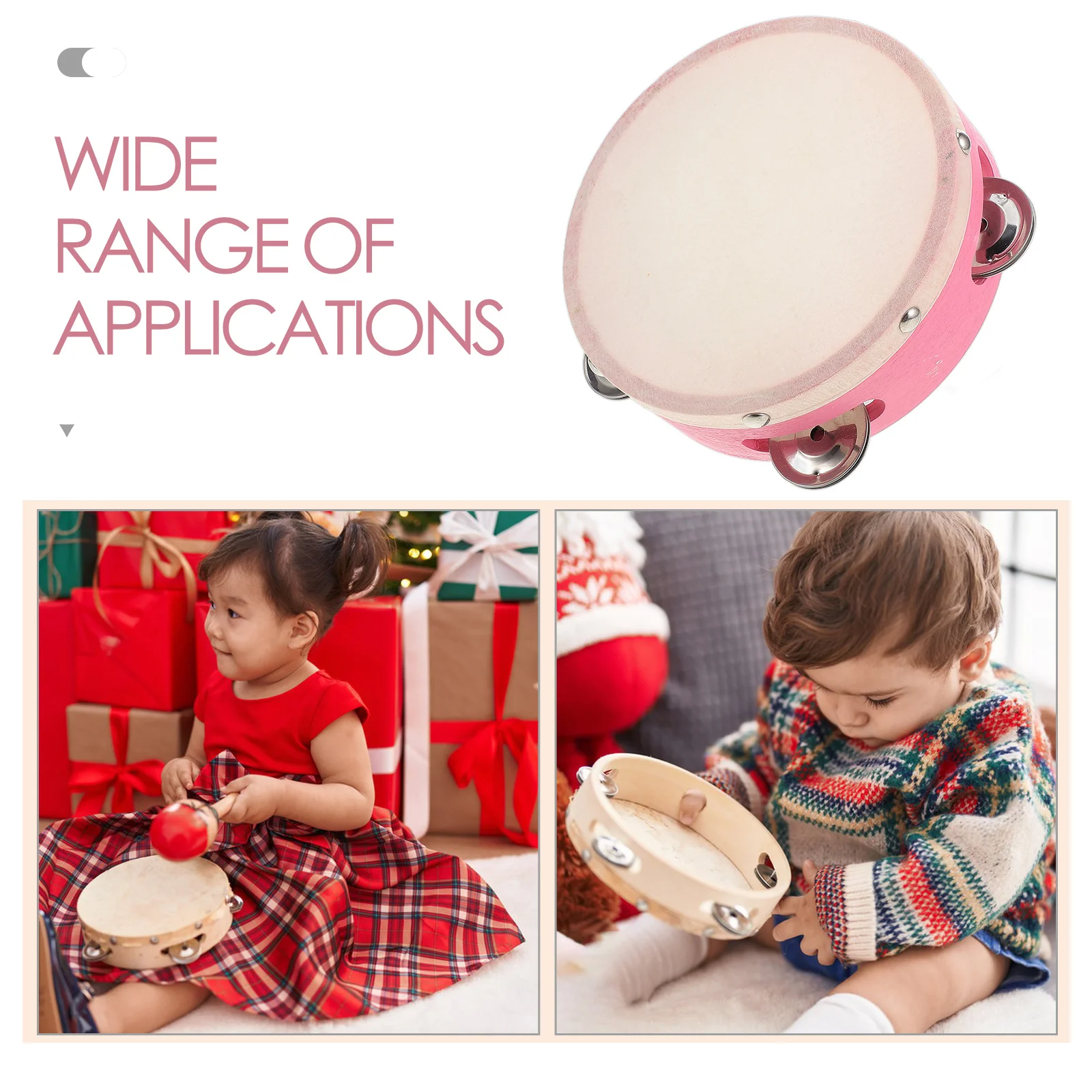 Dove Tambourine Kids Music Instrument Double Pink Artificial