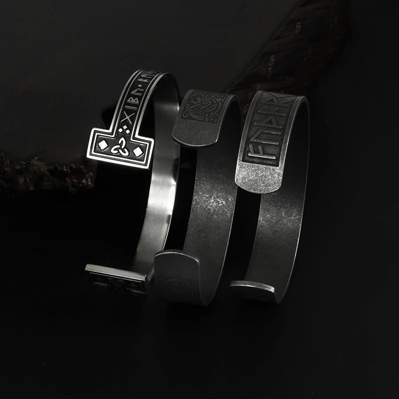 316LStainless Steel Nordic Viking Norse Dragon Bracelet Men Wristband Cuff Bracelets&Brangle with Viking 4