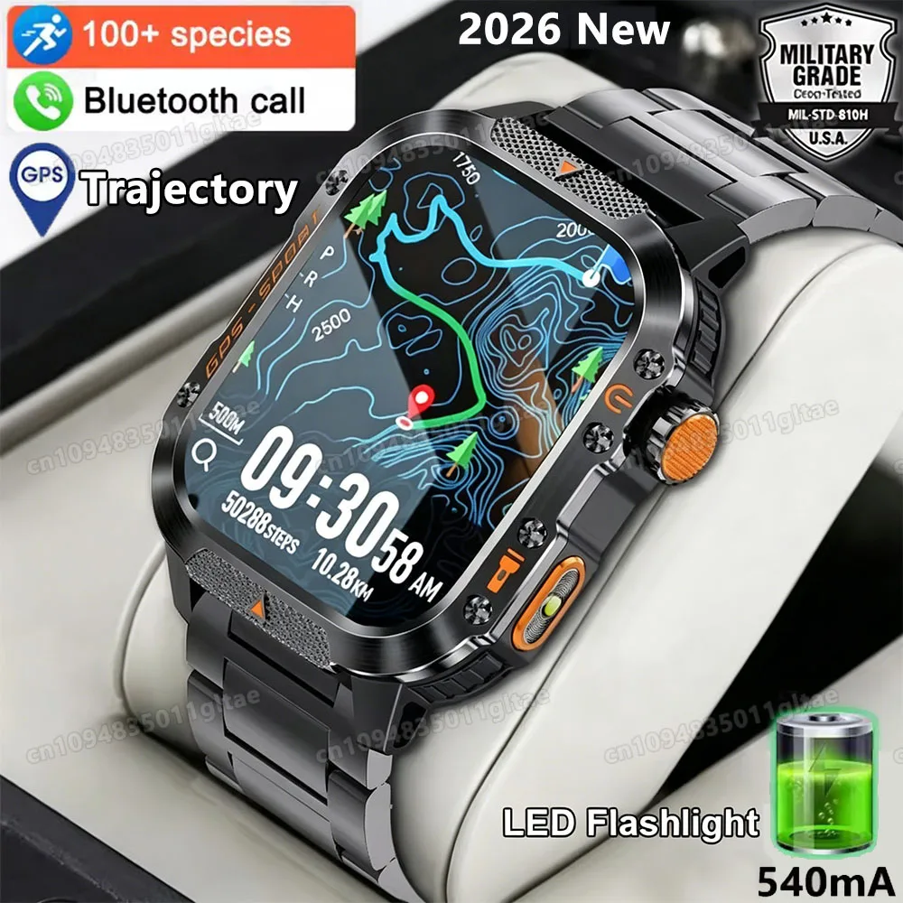 2026 New Rugged Military GPS Smart Watch Men Bluetooth Call Health Monitoring Sports 5ATM Waterproof Smartwatches Man Pk HW12 1