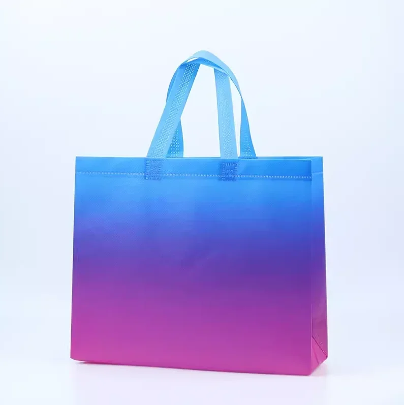 10PCS Rose Printing Packaging Shopping Bag Handle Waterproof Non Woven Fabric Gift Bags Black Clothing Store HandBag 2