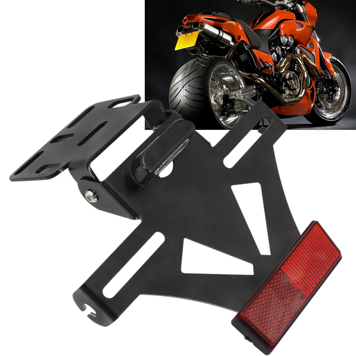 For Kawasaki Z750 Z800 Z900 Z1000 NINJA400 License Plate Frame Adjustable Rear License Plate Modification Motorcycle Accessories — view 2