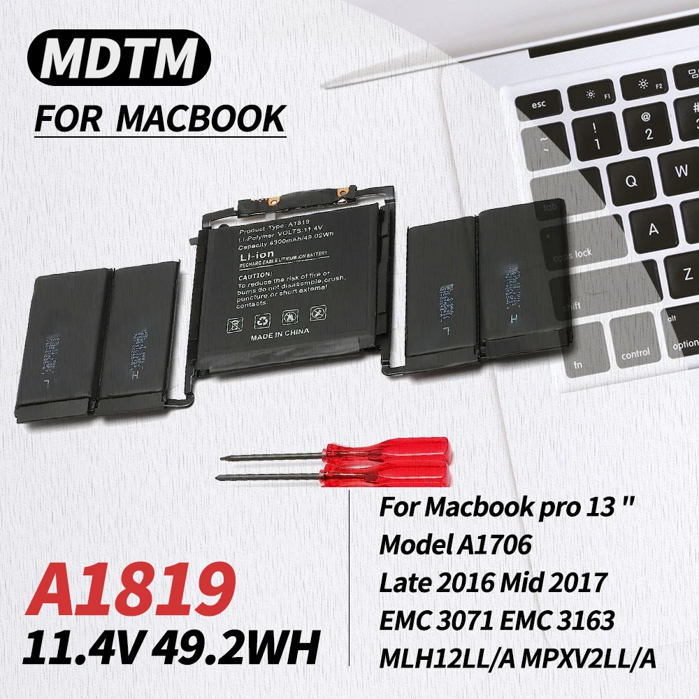 A1706 A1819 Batteria Di Ricambio Per Macbook Pro 13 Pollici A1706 Fine 2016 Metà 2017 Emc 3071 Emc 3163 Batteria Per Laptop A1706 A1819