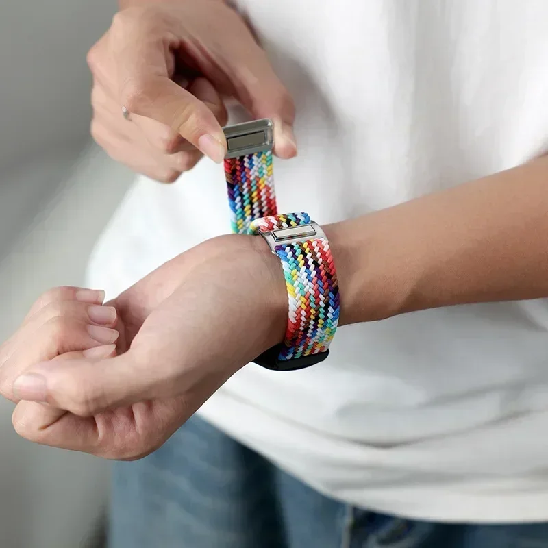 Braided Solo Loop Strap with Magnetic D Buckle, 22mm - Versatile Smartwatch Band