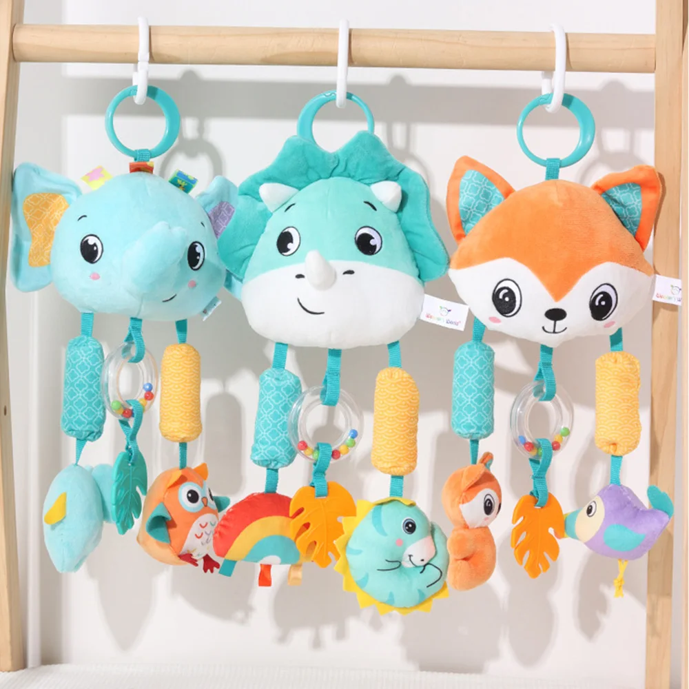 Baby Hanging Toys for 0 3 6 12 Months Rainbow Activity Plush Animal Stroller Toy for Baby Car Seat Crib Travel Sensory Baby Toy 1