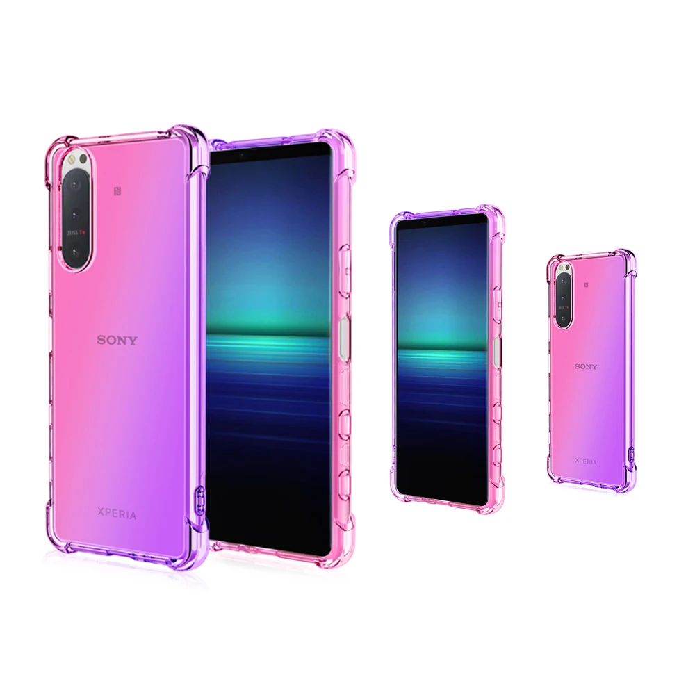 Custodia Mezza Trasparente Sfumata Per Sony Xperia 10 Ii Xperia 1 Ii Xperia L4 Xperia 5 Ii Fashion Cover Colorata Antiurto