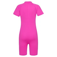 Kids Girls Boys Rash Guard One-piece Swimsuit Short Sleeves Zippered Shorty Wetsuit Swimwear Pool Beach Surfing Bathing Suit 2
