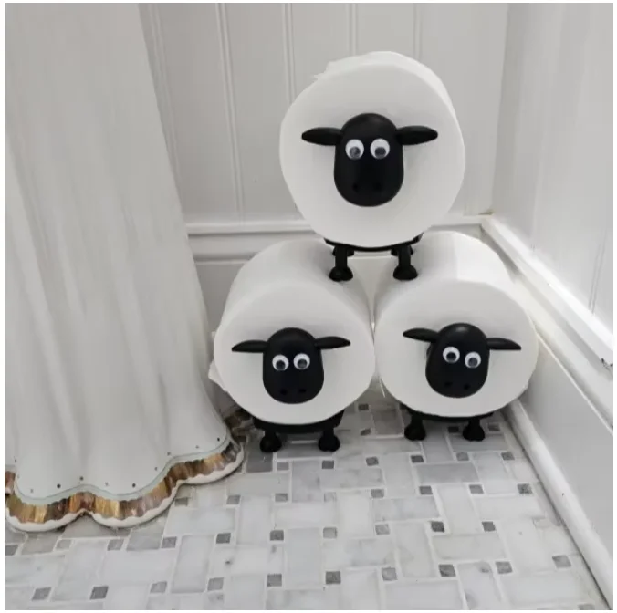 1-3 Pcs Sheep Toilet Roll Holder Funny Toilet Free Standing Bathroom Black Sheep Loo Roll Holder Hilarious Tissue Storage Decor