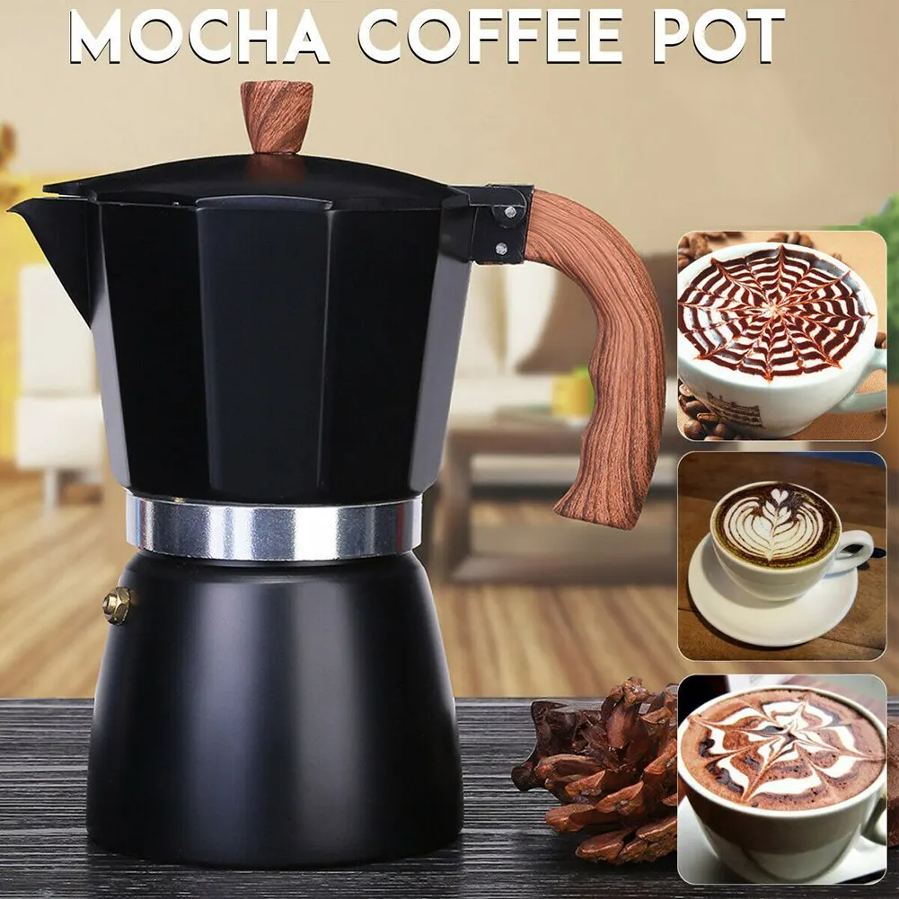 150ml 300ml, máquina para hacer espresso con mango de madera vintage, olla  Moka, cafetera italiana clásica, accesorios para cafetería de cocina -  AliExpress