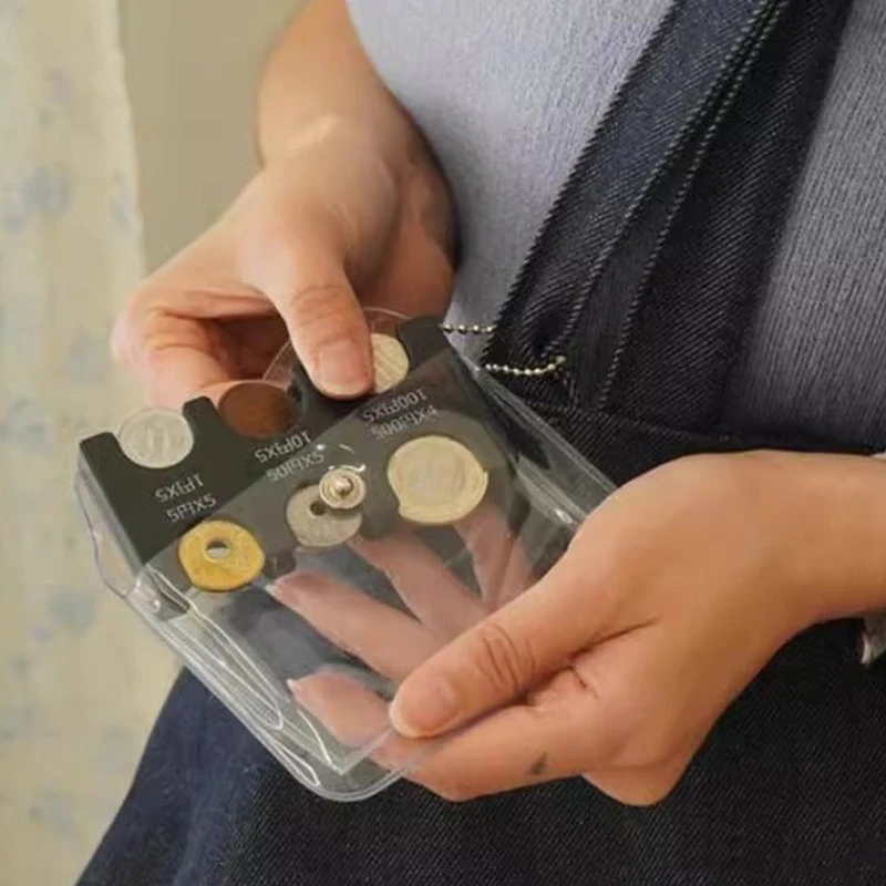 Bunter transparenter Münzclip-Organizer, kleine Geldbörse, Verlustprävention, Clip, japanische Währung, Sortierung, Reise, tragbares Kartenetui – Detail 8