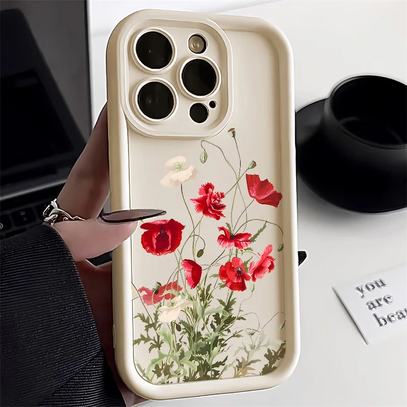 Elegant Rose Flower Candy Color Soft Silicone Phone Case Cover