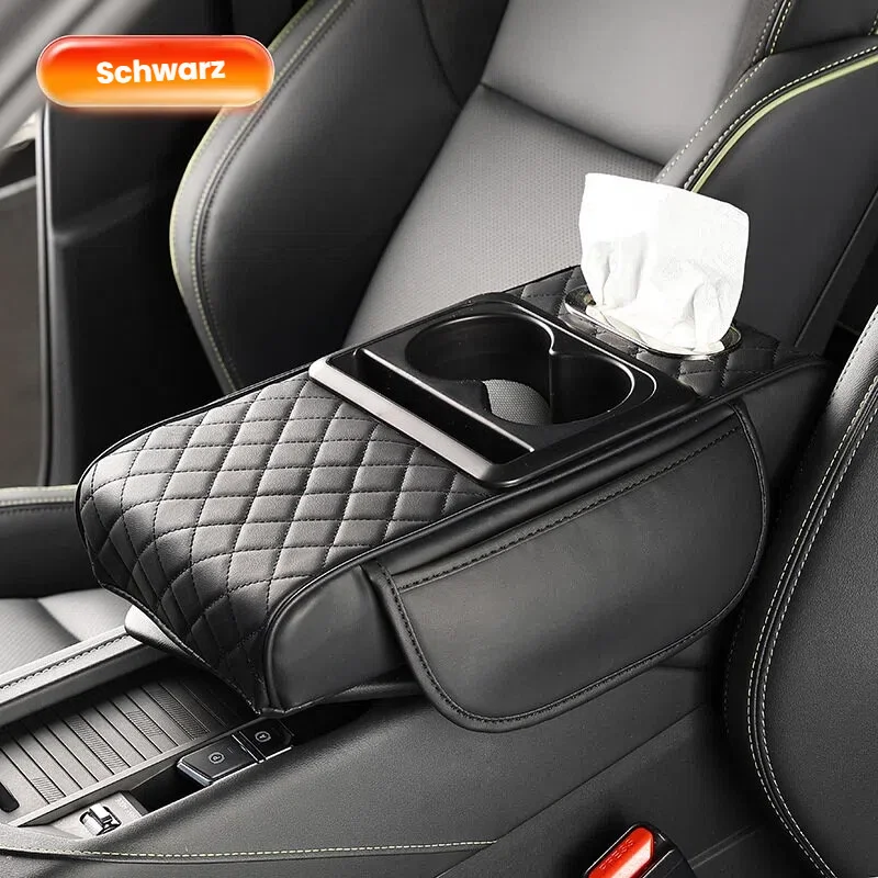 Multi-Functional Car Armrest Box Pad with Elbow Riser Phone Storage Bag ...