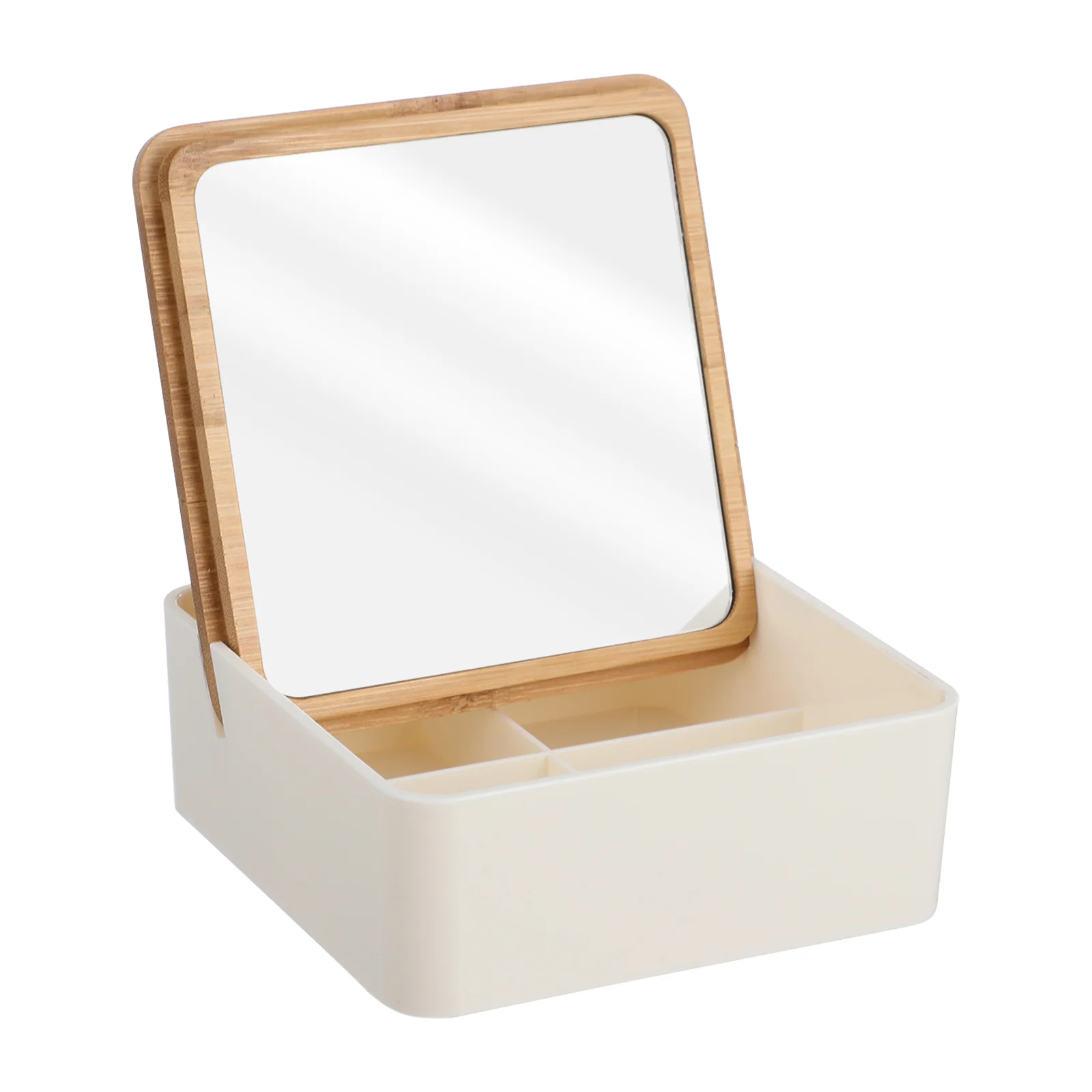 

Storage Box Small Mirror Girl Makeup Necklace Stainless Steel Portable