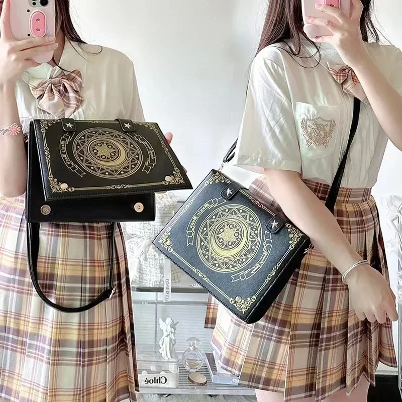 여성용 한국 고딕 스퀘어 블랙 숄더백, 하라주쿠 빈티지 미학 지갑, 럭셔리 디자이너 핸드백, 메신저 토트백, Y2K