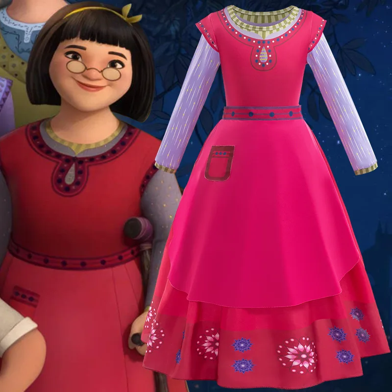 

Disney Tiana Dolores Isabela Game Role Play Peach Princess Dress New Movie Wish Asha Dahlia Costume for Girls