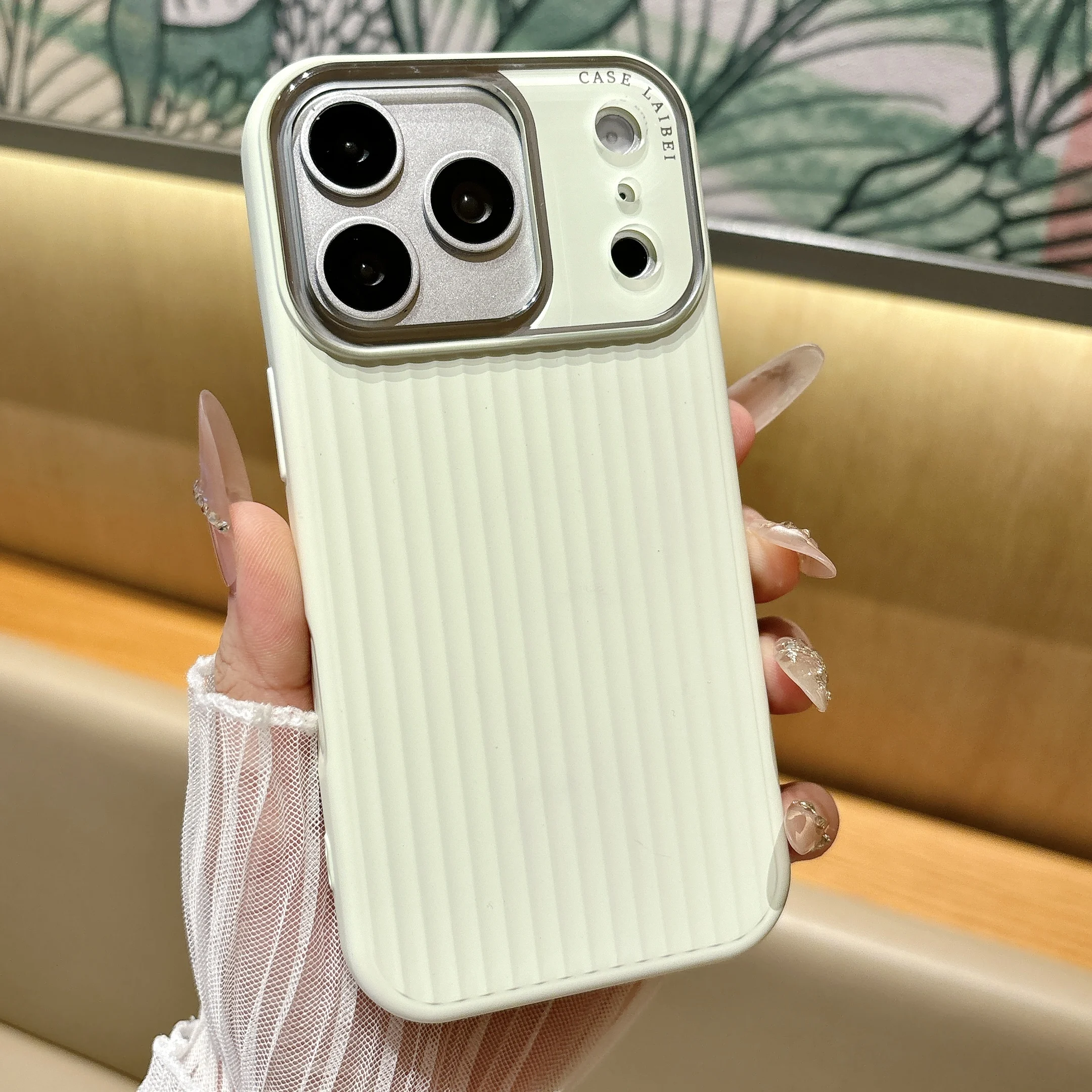 Sleek Striped Shockproof Phone Case with Electroplated Edges