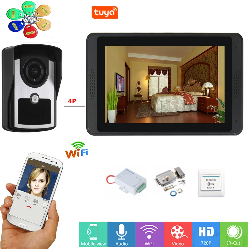 Smartyiba 7''Touch Key Videocitofono Tuya Smart Intercom Serratura Elettrica Sistema Di Controllo Accessi Kit Campanello