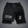 Men's Double-deck Shorts Gothic Letter Print Shorts Summer Quick Drying Sports Fitness 2 In1 Short Pants Joggers Beach Sportwear 3