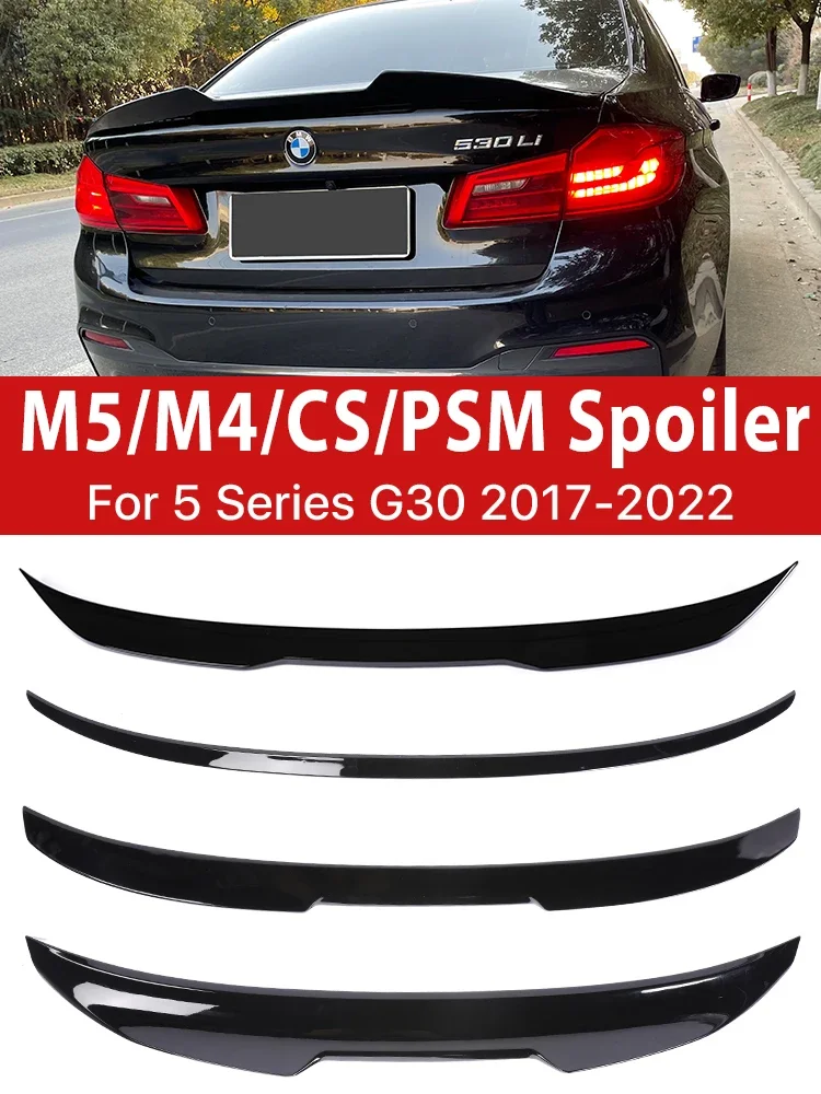 

Gloss Black Rear Bumper Trunk Lip M5 Roof Wing PSM M4 Style Boot Spoiler For BMW 5 Series G30 G31 G38 2017-2022 Carbon Fiber