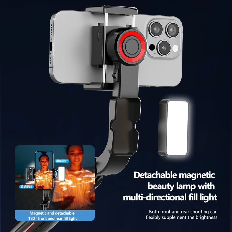 Gimbal Stabilizer Selfie Stick Foldable Wireless Tripod with Bluetooth Shutter Monopod for IOS Android