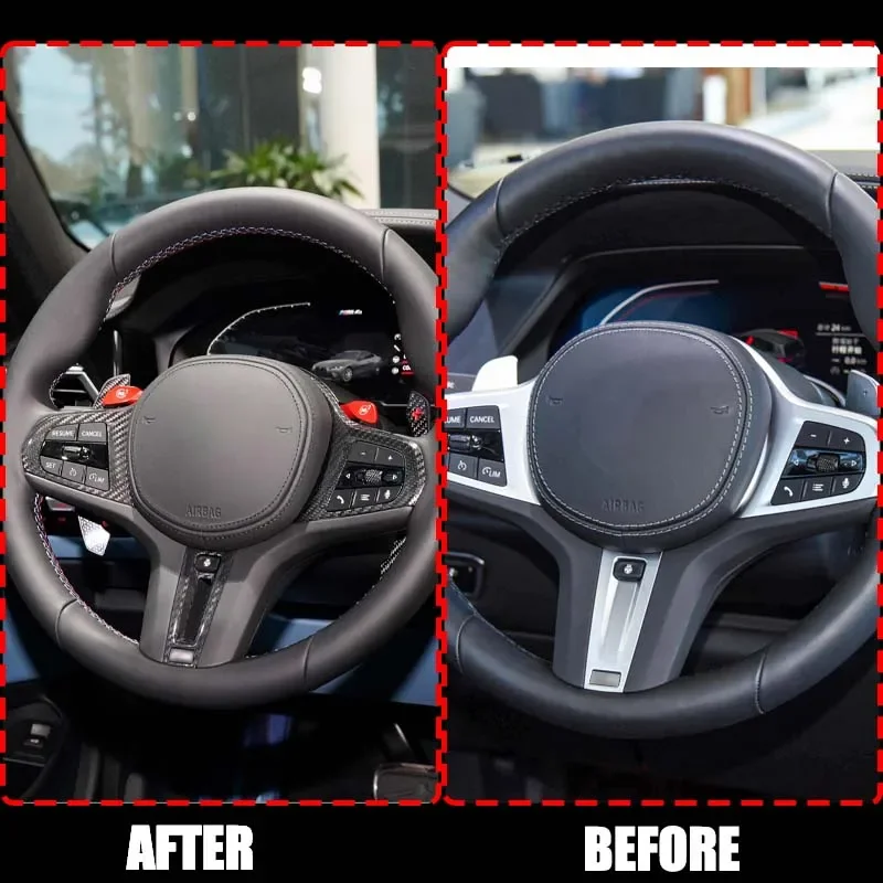 Customized Carbon Fiber Car Steering Wheel Panel Decoration Cover Trim for BMW