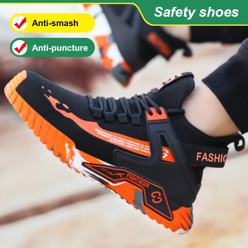 High top Safety Shoes Men Steel Toe Work Shoes Men Anti