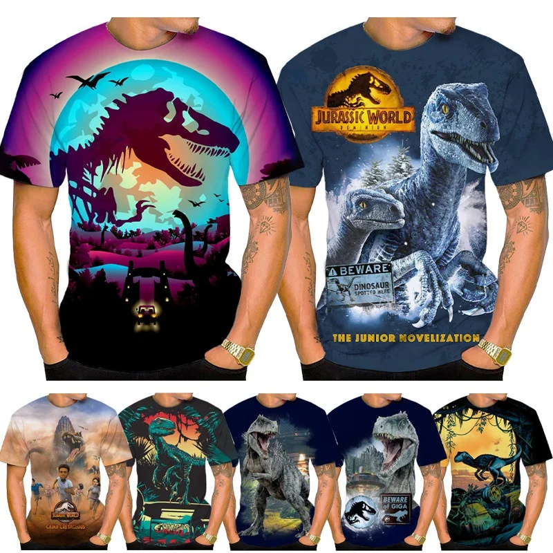 

Футболка мужская с 3D-принтом парка Юрского периода, модная тенниска унисекс, повседневный топ с круглым вырезом и коротким рукавом, в стиле унисекс, на лето