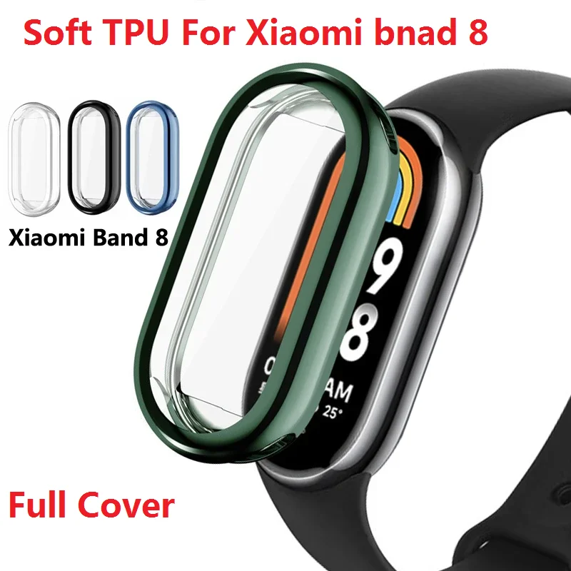 

Мягкий чехол из ТПУ Для Xiaomi Mi Band 8, чехол с полной защитой экрана, бампер с покрытием, защитный чехол для умных часов Xiaomi Band 8