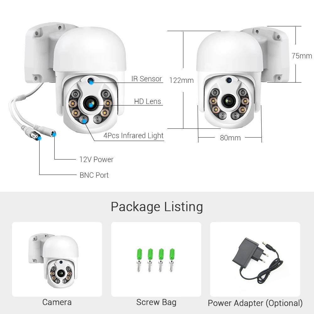 Hamrolte HD 1080P AHD Mini Speed Dome Camera 3.6MM Lens 30M IR Nightvision IP66 Waterproof Outdoor Camera CCTV Surveillance 6