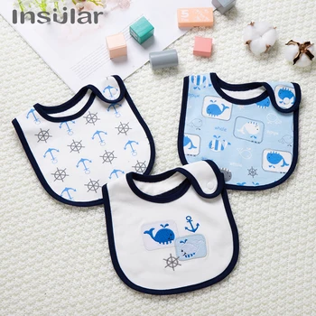 INSULAR Baby Bibs Infant Saliva Towel Toddler Scarf Newborn Bandanna Infant Bibs 100% Pure Cotton Waterproof Button 3 Pcs/Set 1