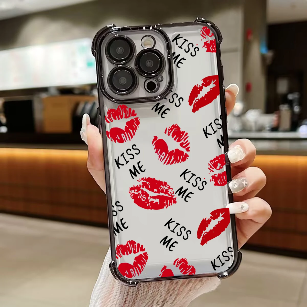 Plating Lips Kiss Pattern Phone Case Cover