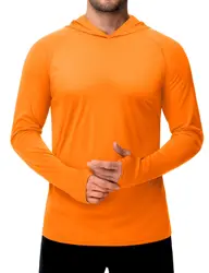 Men's Long Sleeve Sun Protection Hoodie - Breathable, Lightweight, Quick-Dry T-Shirt - CN XL(US L) (Orange)
