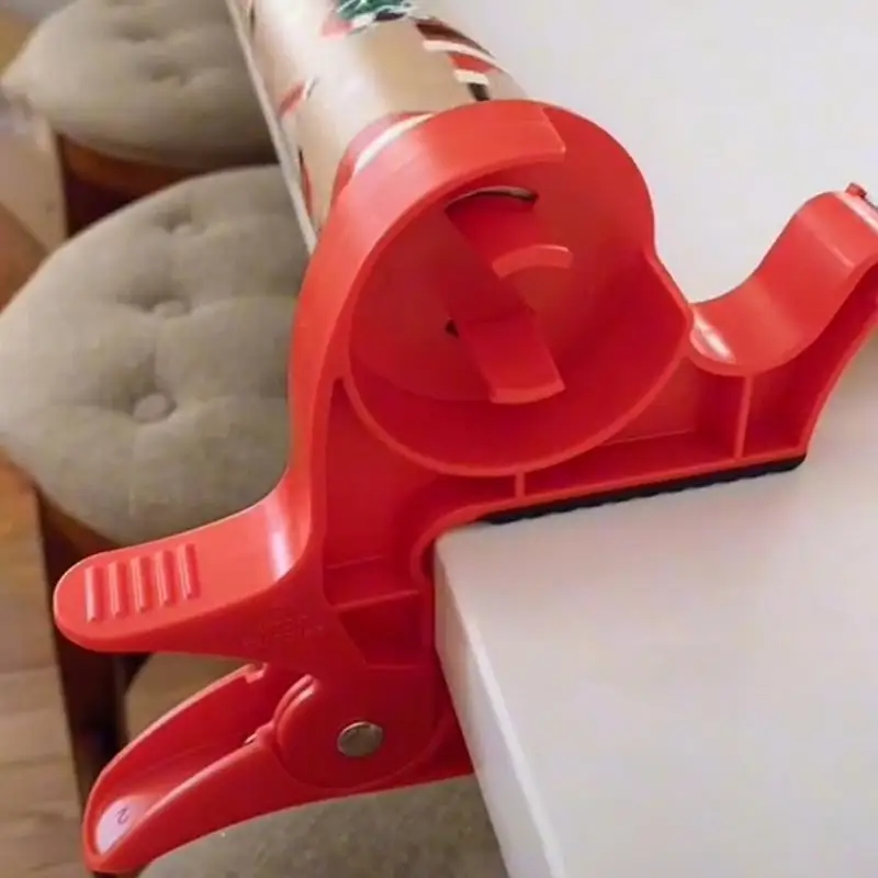 2pcs Tape Dispenser Cutter Paper Roll Holder Clip Wrap Tabletop Gift Wrapping Tool Christmas New Year Holiday Arts Crafts Tools