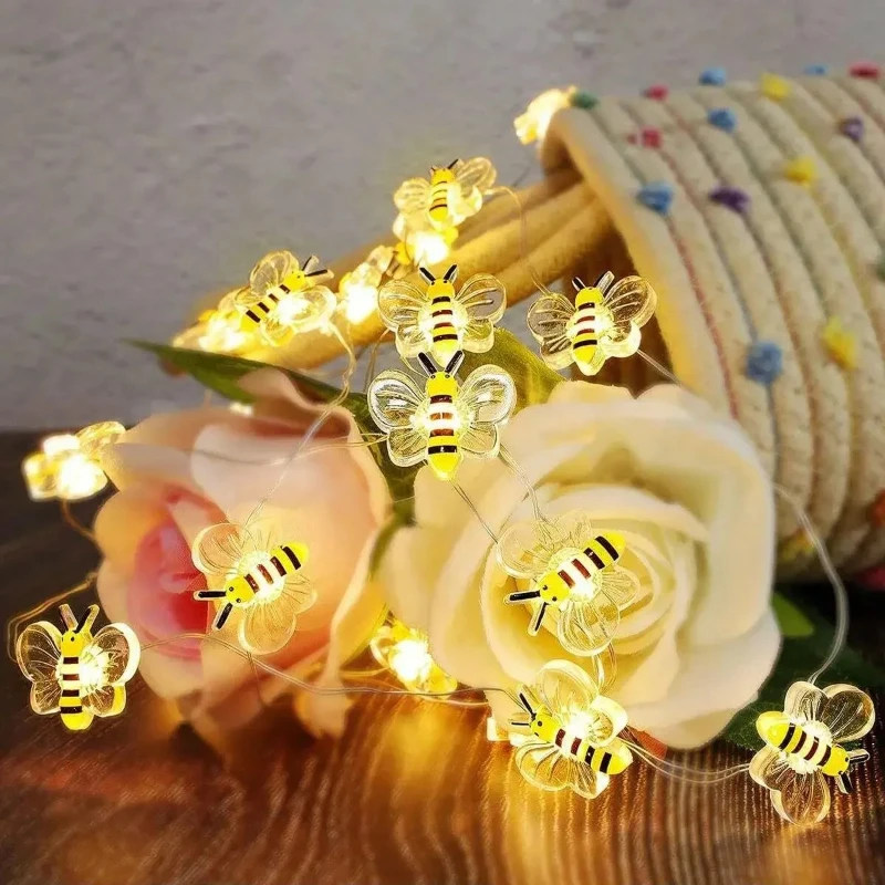 Bee String Lights 1Pack for Bedroom Plants Patios Party Wedding Xmas Decorative Lights