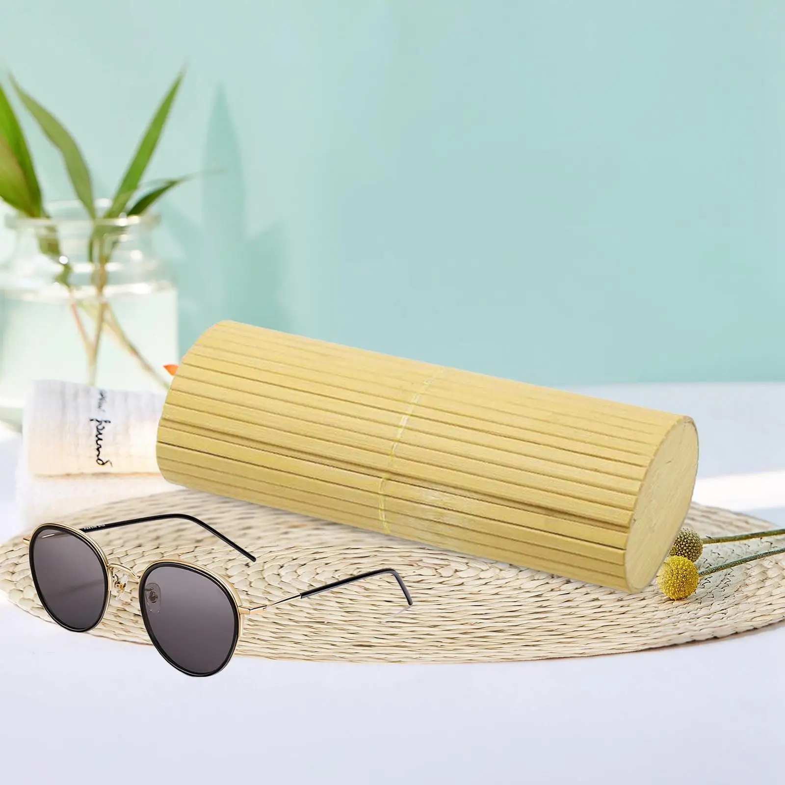 

Sunglasses Organizer Case, Round Space Saving Simple Structure Eyewear Case Glasses Not Included Portable Hard Shell Glasses Box