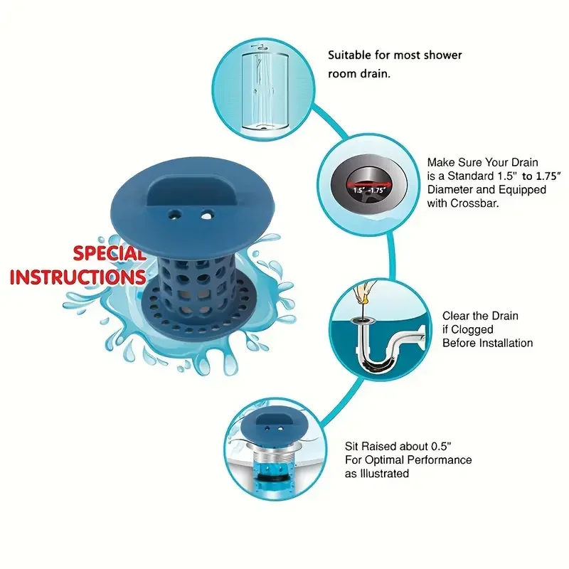 2pcs Sink Drain Hair Catcher Sink Drain Strainers Anti-Clog Filter Shower Protector Bathroom Accessories,shower sink strainer,sink drain strainer