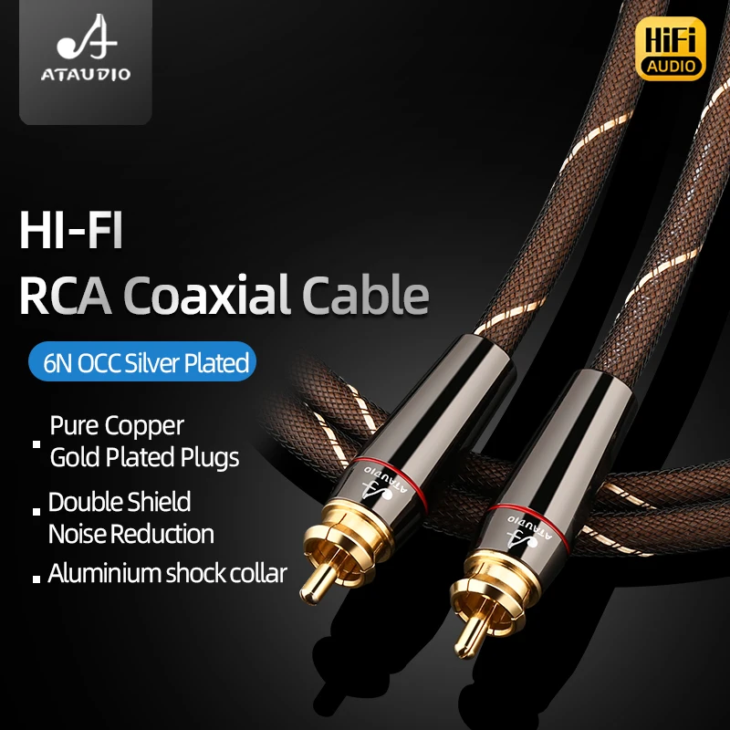 Premium Silver Plated RCA HiFi Audio Cable for Speakers and Subwoofers