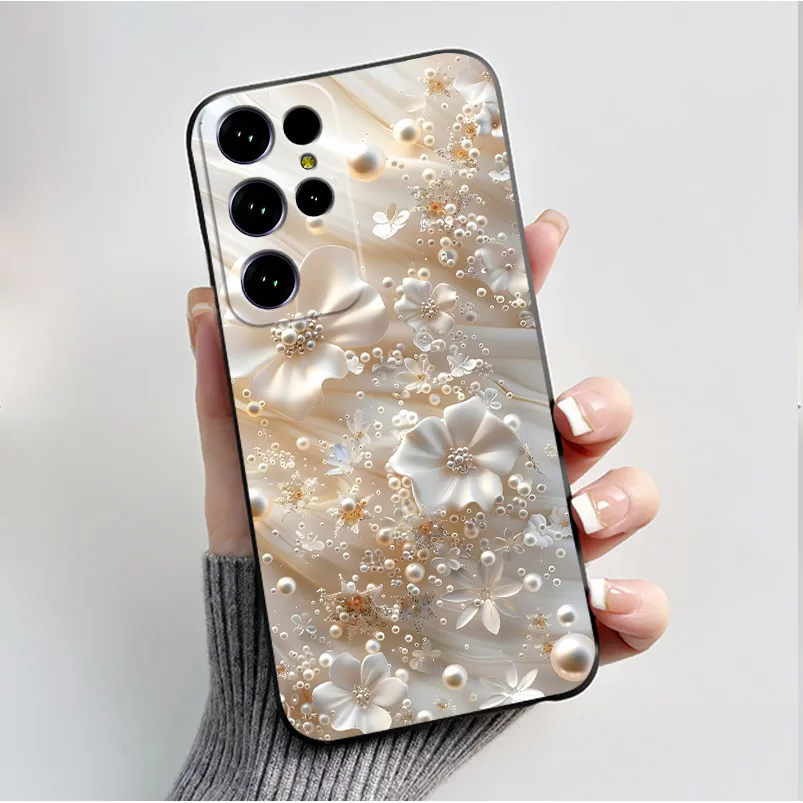 Cute Flower Cartoon Black Silicone Phone Case - Soft, Printed Cover