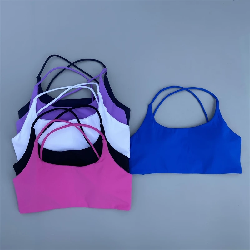 Women Sports Bra Sexy Cross Straps Back Fitness Bralette High Impact Gym Yoga Workout Crop Top Vest Push Up Running Underwear 3