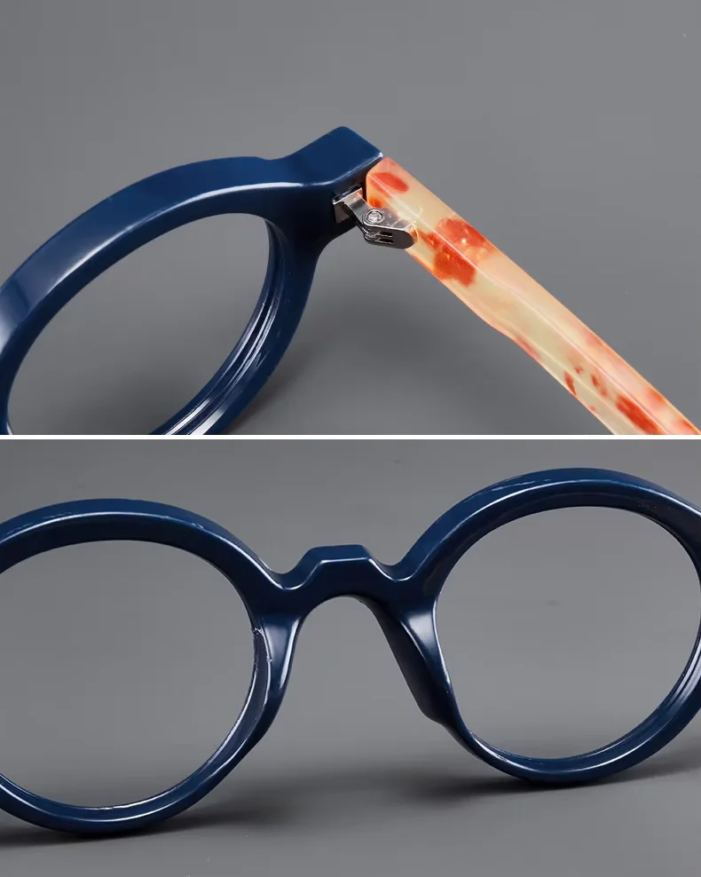 Retro Herren-Lesebrille Anti-Blaulicht-Brille Trendige Runde Fassung Damen Alterssichtbrille Computer-Optikgestell – Detail 5