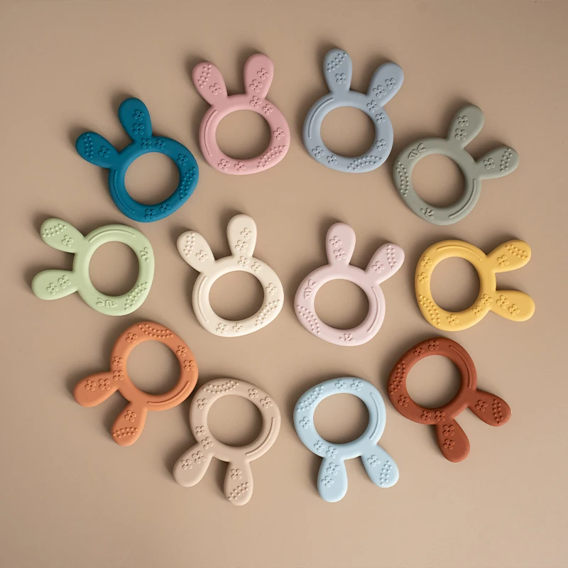 Cartoon Rabbit Shape Soft Silicone Teethers for Babies Sensory Teething Toys BPA Free Infant Chewing Molar Toy Baby Accessories 4