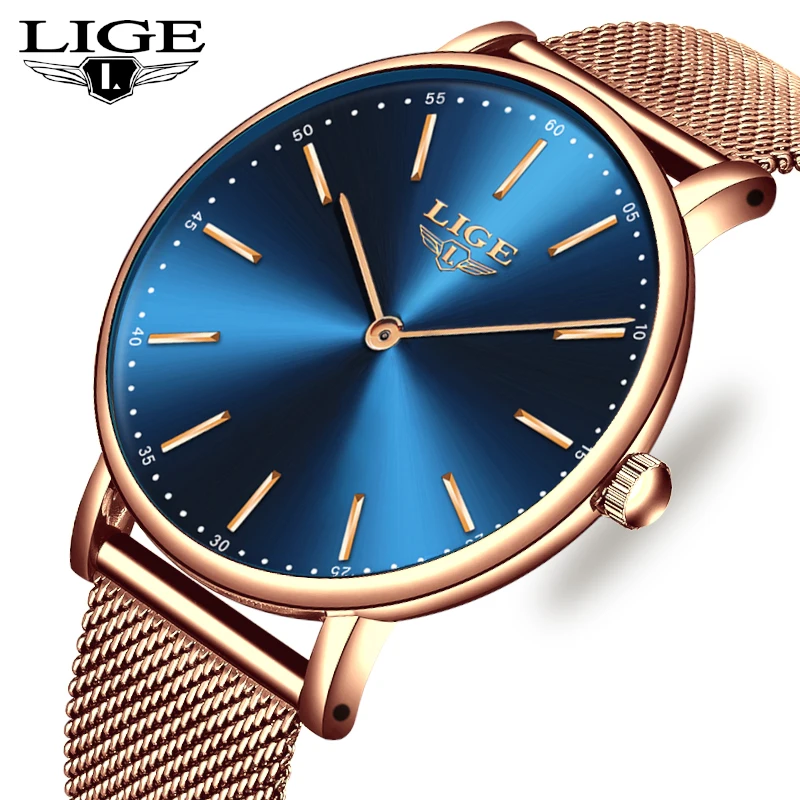 LIGE Top Brand Luxury Quartz Men Watch Fashion Business Watch for Men Mesh Belt Wristwatch Casual Sports Waterproof Reloj Hombre