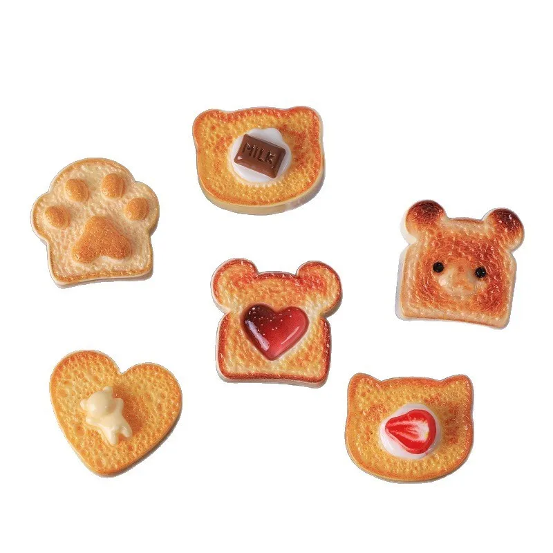 8 stücke Frühstück Ei Kuchen Brot Flatback Harz Handwerk Für Deco DIY Sammelalbum Verschönerung Süßigkeiten Figuren Miniaturen – Detail 17