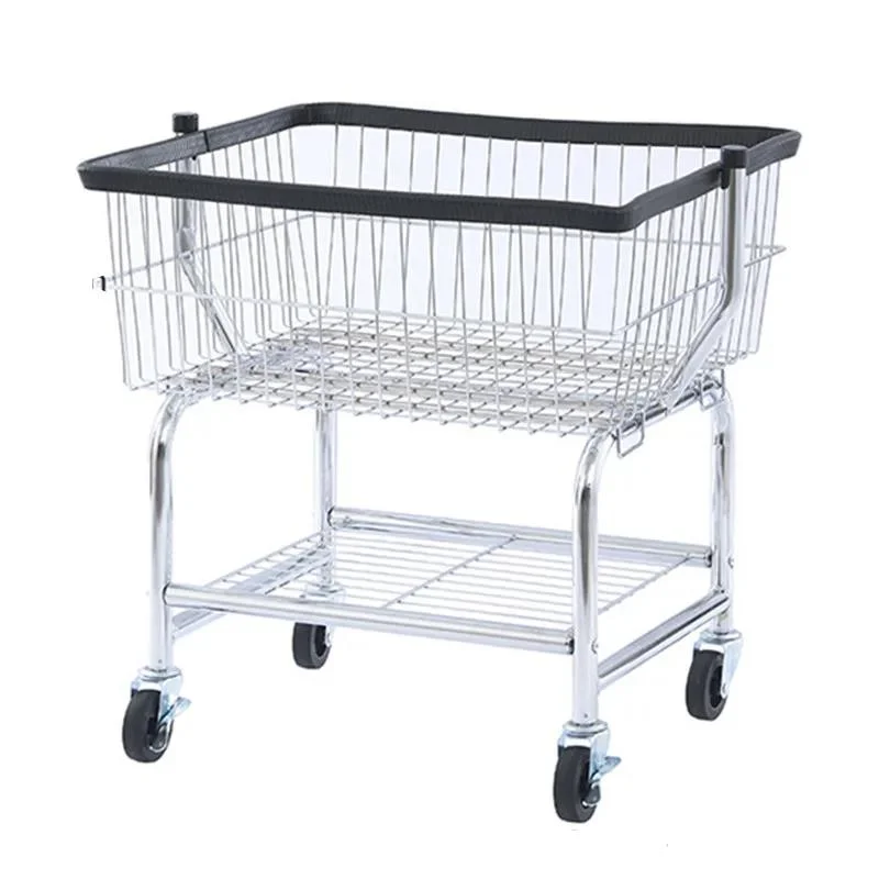 

Rolling Wire Laundry Cart Iron Toy Storage Basket Floor Standing Simple Storage Rack For Household Storage Basket