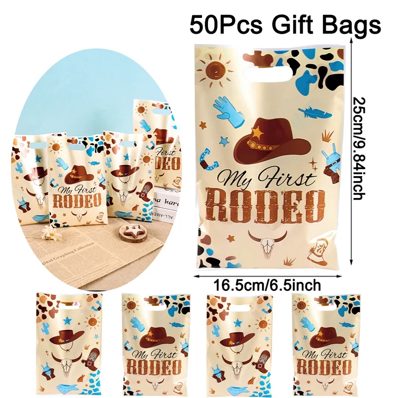 10/20/50 Stück My First Rodeo Geburtstagsgeschenktüten Cowboy Goodie Bag Western Theme Geburtstagsdekoration für Jungen 1. Geburtstag Partyzubehör – Detail 8