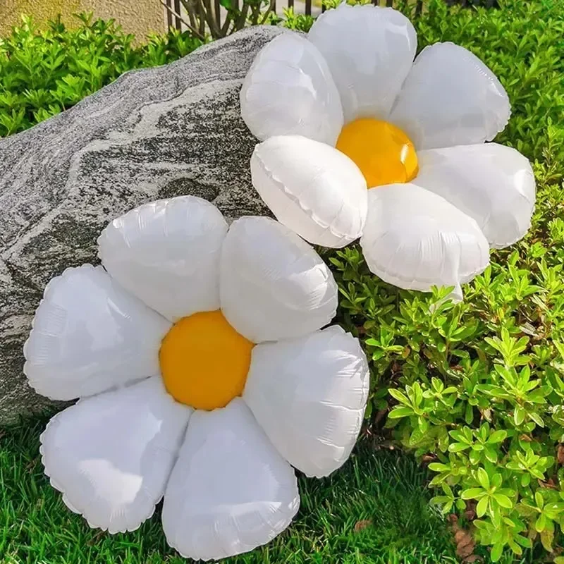 10/1 Stück Weiße Gänseblümchen-Ballons in Verschiedenen Größen Sonnenblumen-Folienballons Heliumballons für Kindergeburtstage und Babypartys – Detail 4